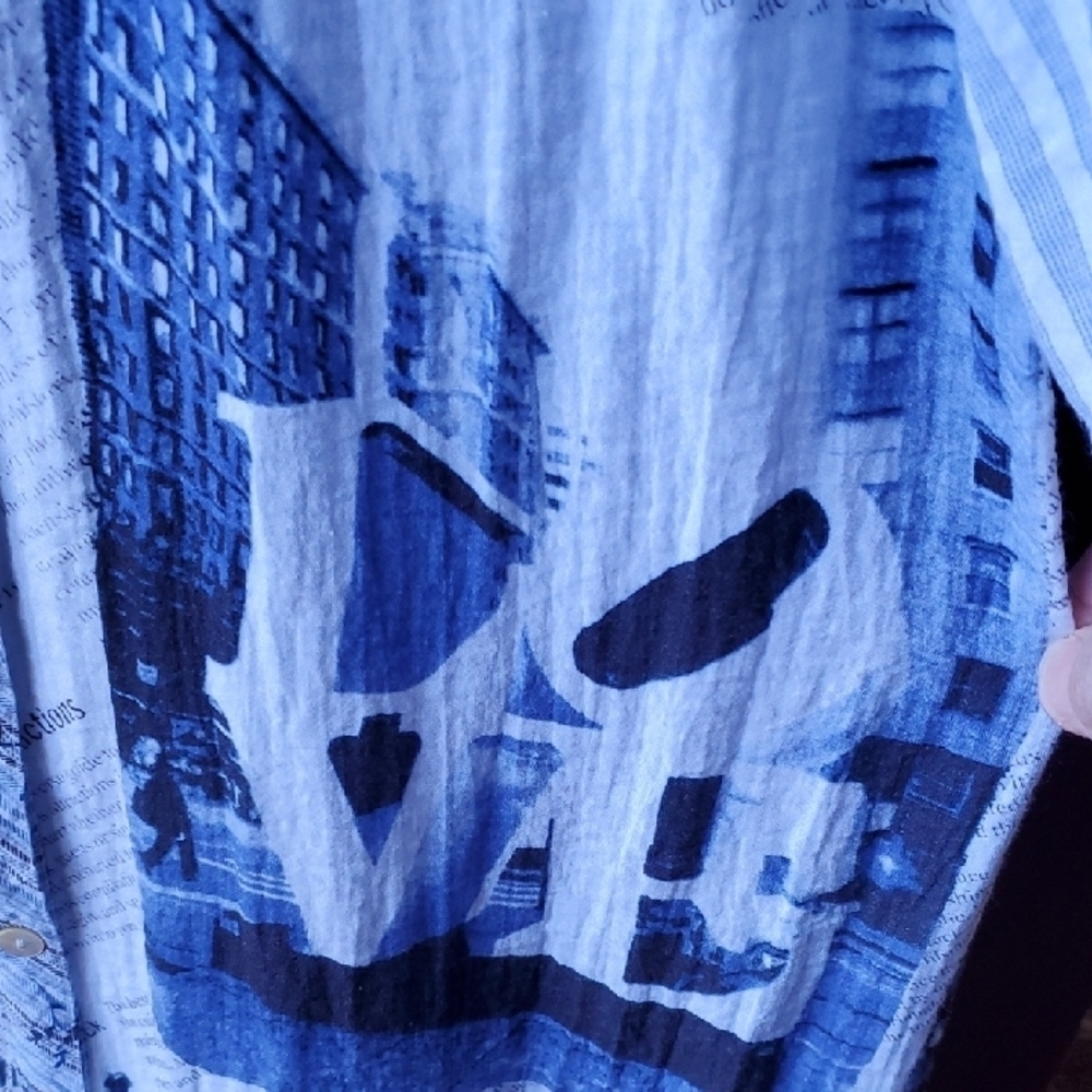 John Mark NY Graphic Navy and White Button Down Dress - Picture 4 of 12